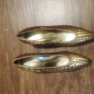 Paloma Made in Italy Gold Bronze braided Leather shoes 7AA